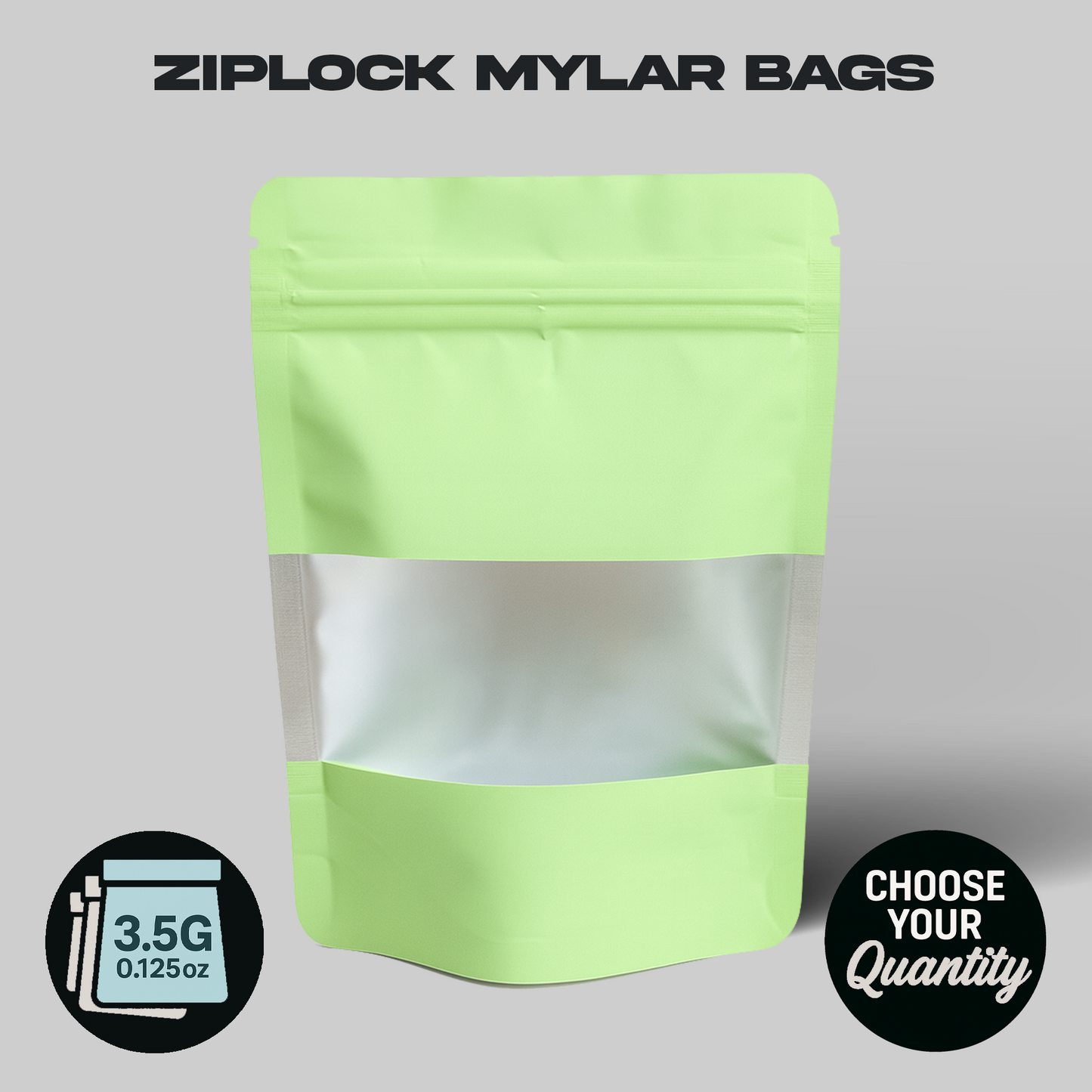 Cyan Window Mylar Bags 3.5G