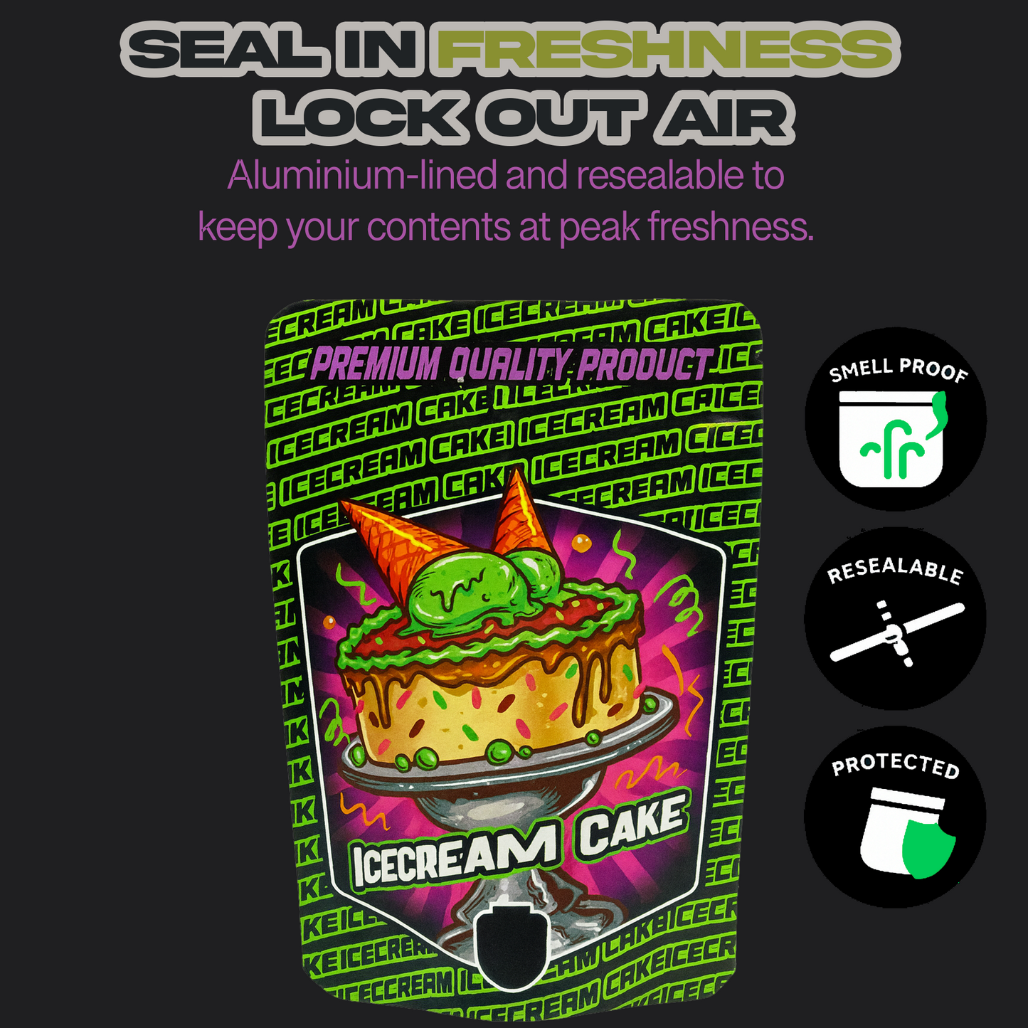 Ice Cream Cake Mylar Bags 3.5G
