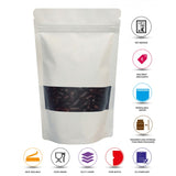 WHITE MYLAR BAG STAND UP POUCH ALL SIZES