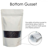 WHITE MYLAR BAG STAND UP POUCH ALL SIZES
