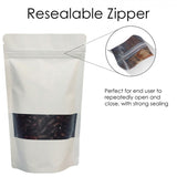 WHITE MYLAR BAG STAND UP POUCH ALL SIZES