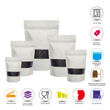 WHITE MYLAR BAG STAND UP POUCH ALL SIZES