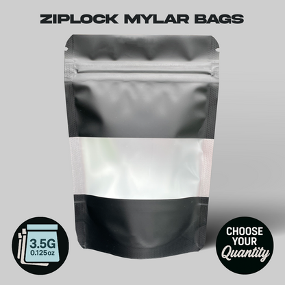 Black Window Mylar Bags 3.5G
