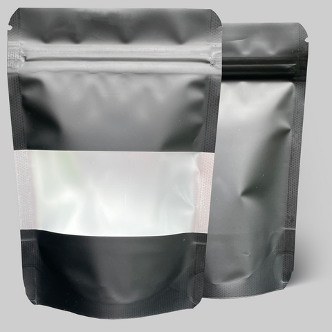 BLACK MYLAR BAG STAND UP POUCH ALL SIZES