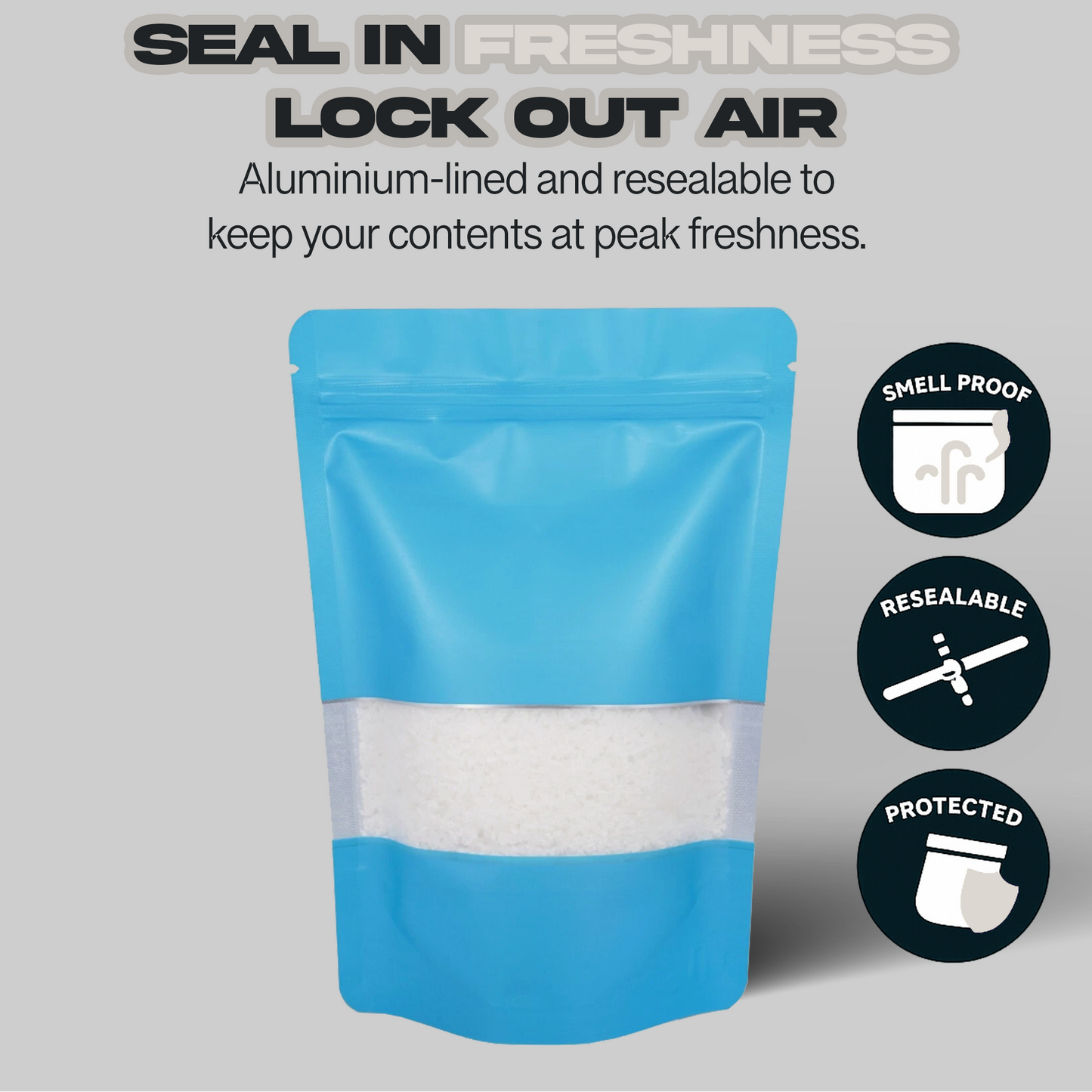 Blue Window Mylar Bags 3.5G