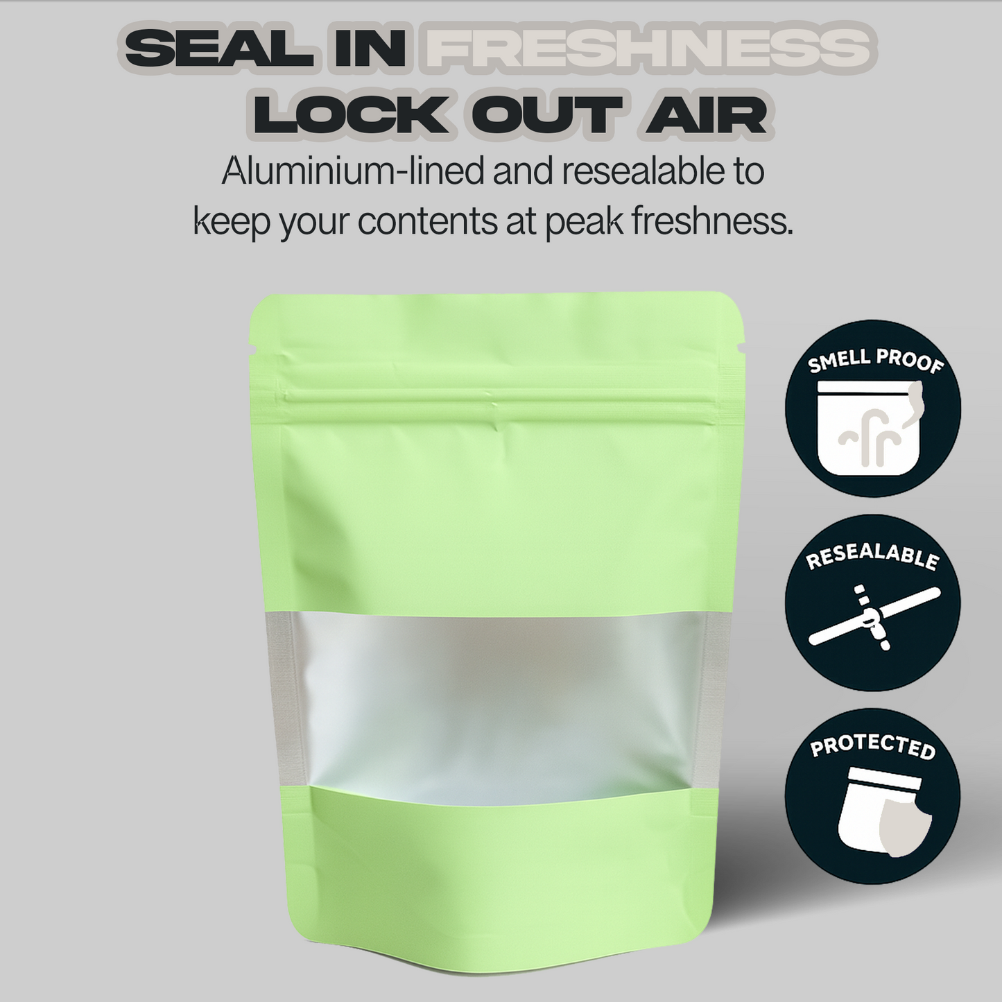 Cyan Window Mylar Bags 3.5G
