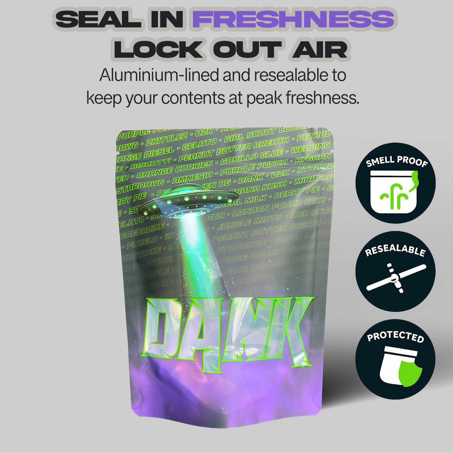 DANK Mylar Bags 28G