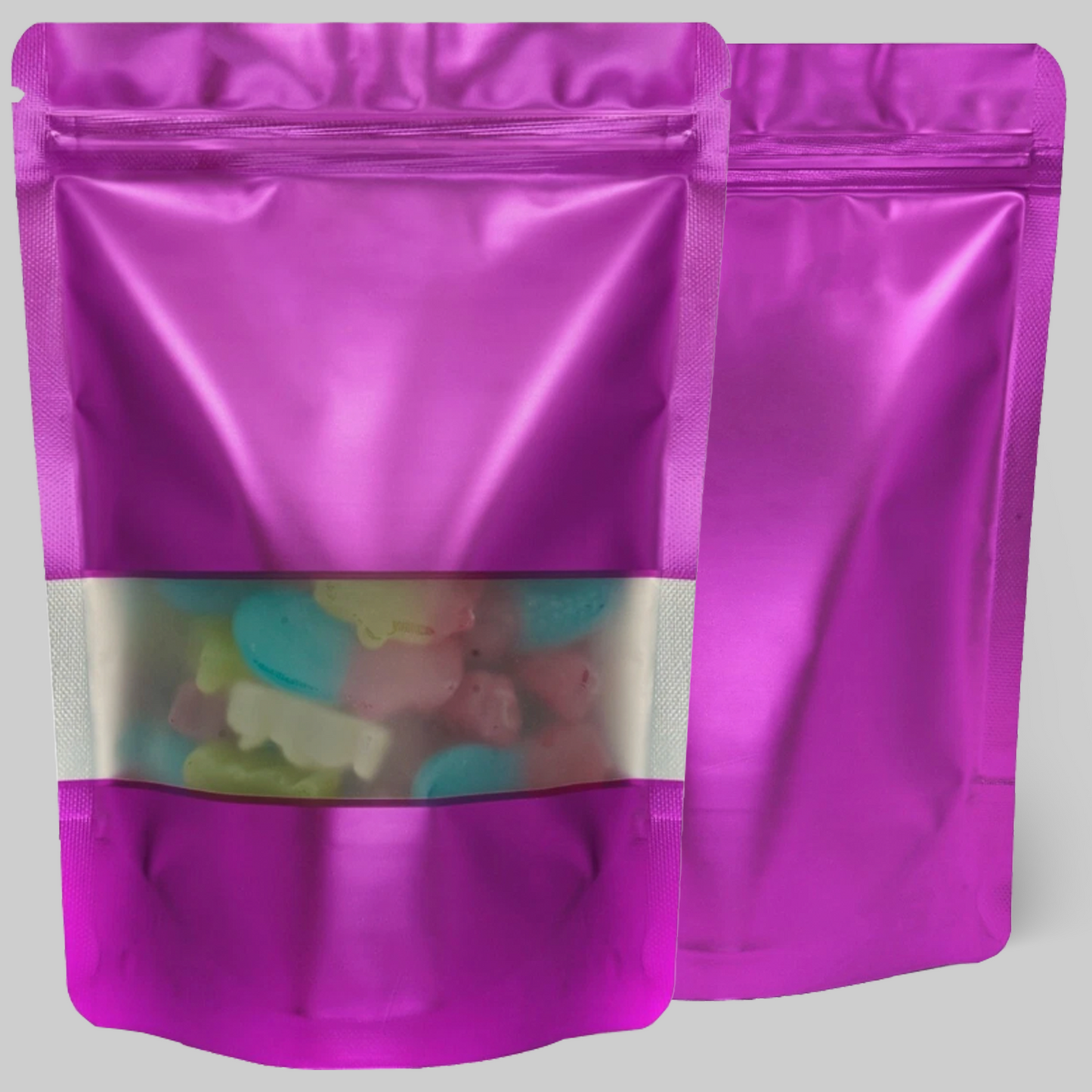 Purple Window Mylar Bags 3.5G