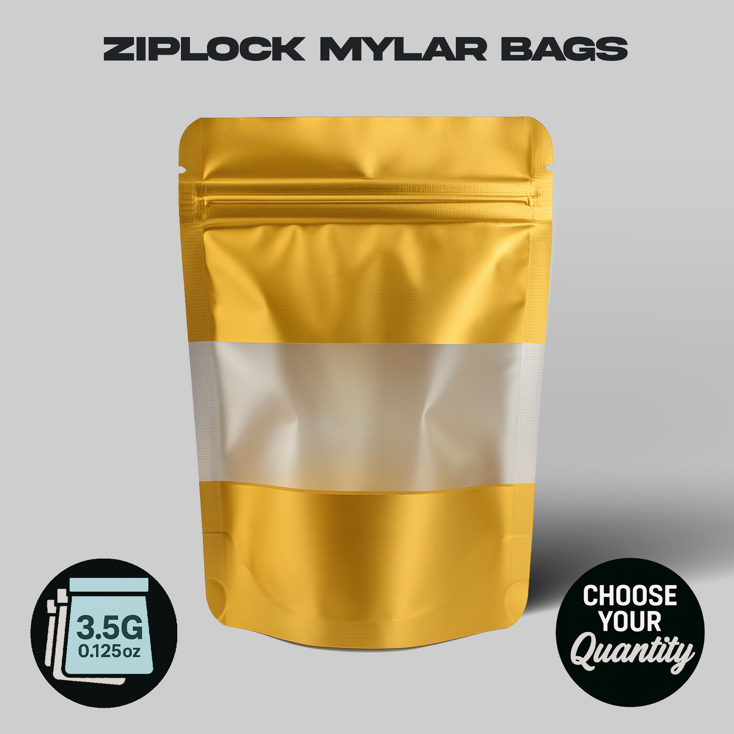 Gold Window Mylar Bags 3.5G