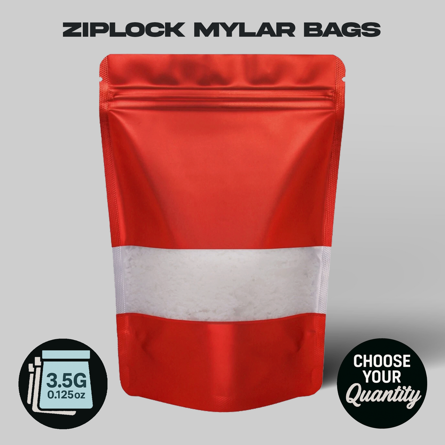 Red Window Mylar Bags 3.5G