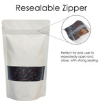 WHITE MYLAR BAG STAND UP POUCH ALL SIZES