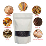 WHITE MYLAR BAG STAND UP POUCH ALL SIZES
